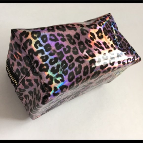 Leopard Print Holo Hologram Iridescent Makeup Bag - Picture 2 of 7